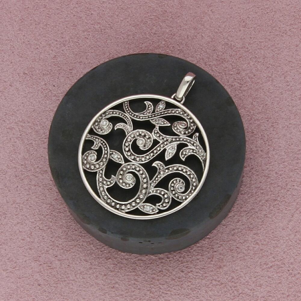 sterling silver diamond swirls pendant
